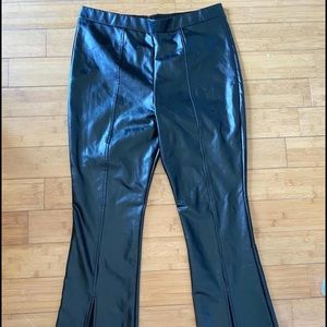 Pleather Pants with Front Ankle Slit